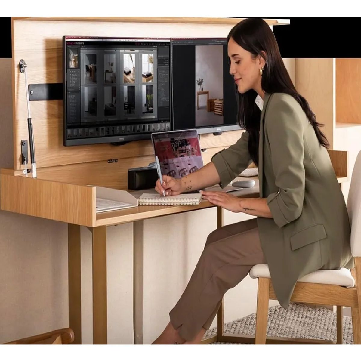 TU MESITA - Escritorio Práctico y Funcional Rosberg color Haya  Abatible TU MESITA