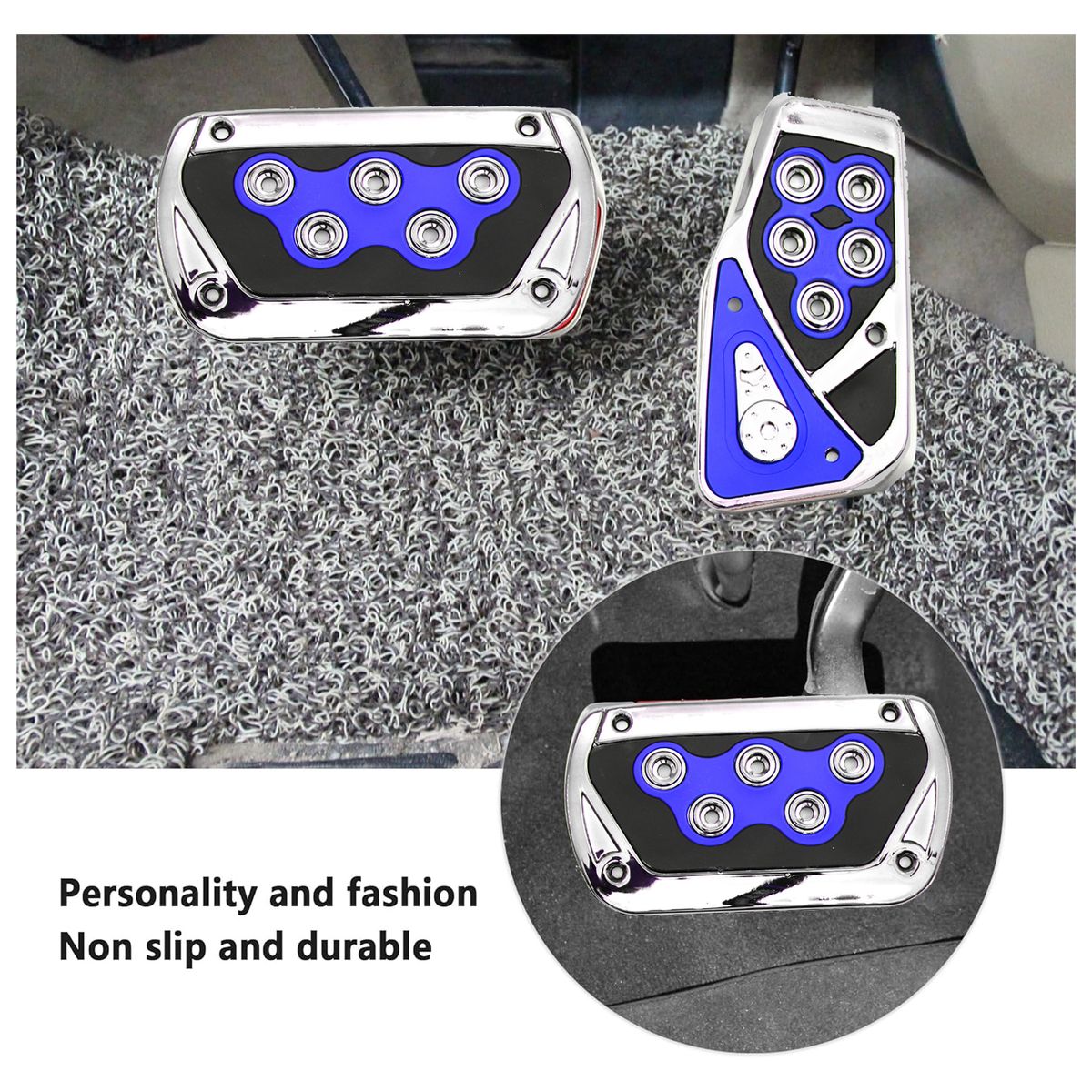 GENERICO - Set de Pedales Deportivos para Auto Automático Azul