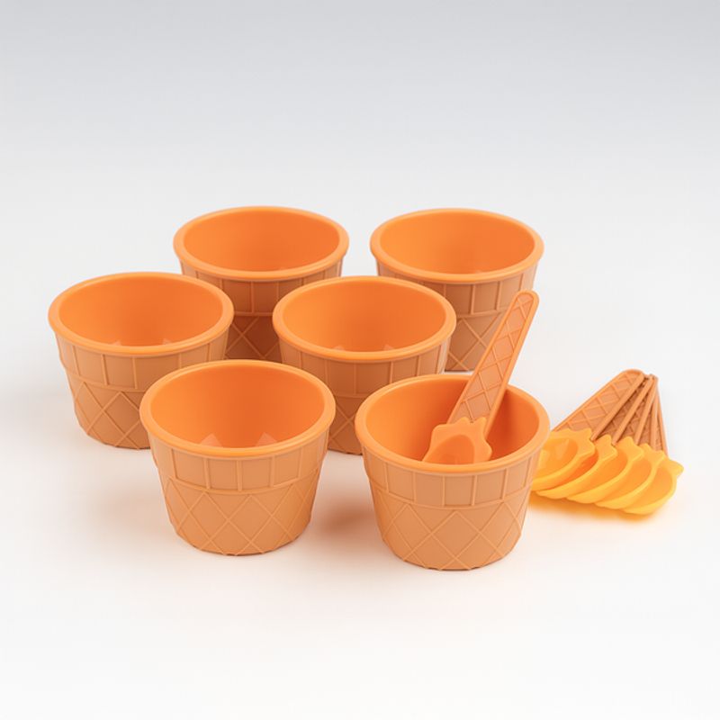 PIA COPELLO STORE - Set x6 Bowls con Cuchara para Helado - Naranja