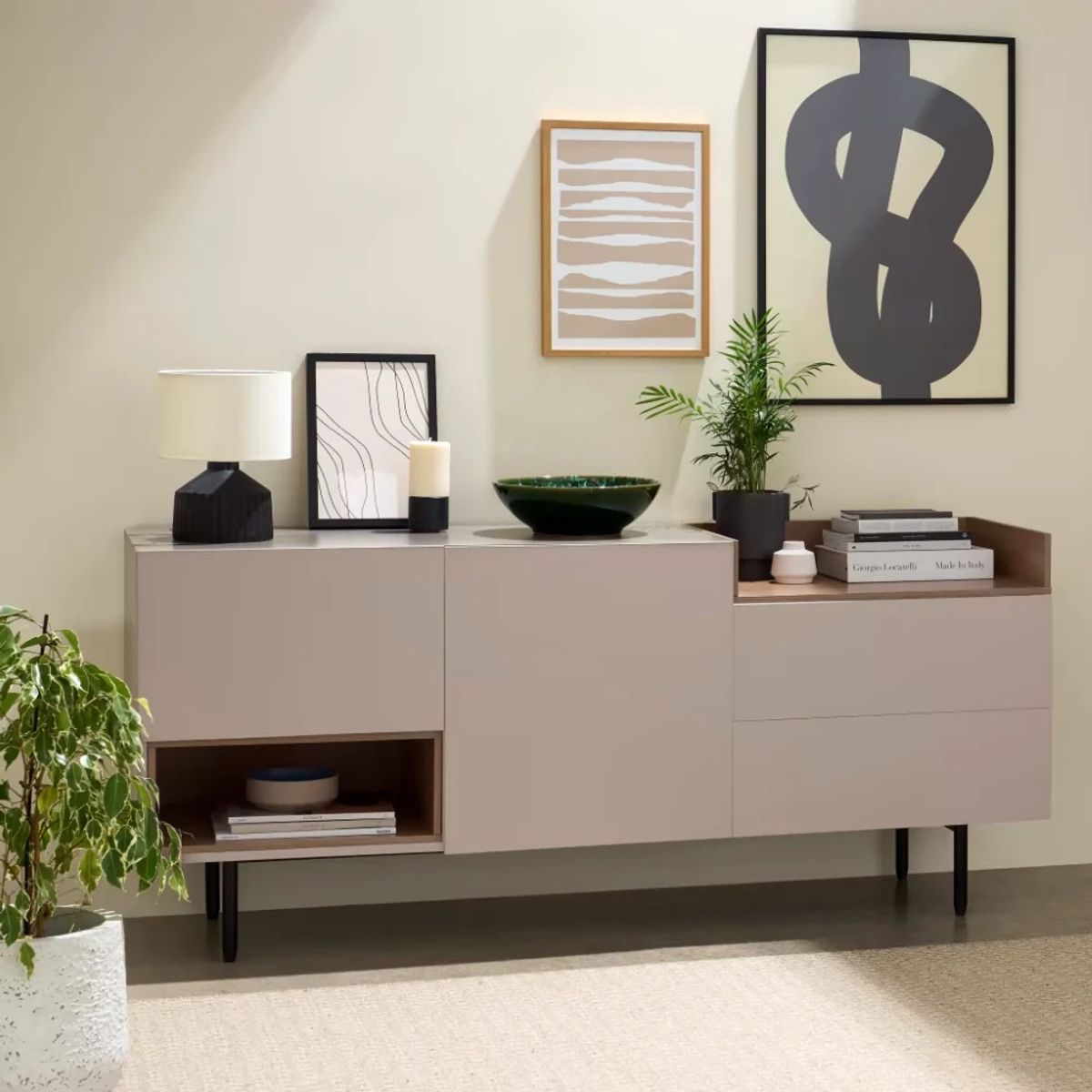 TU MESITA - Aparador Moderno Clarita 2 Cajones/2 Puertas Capri/Gales TU MESITA