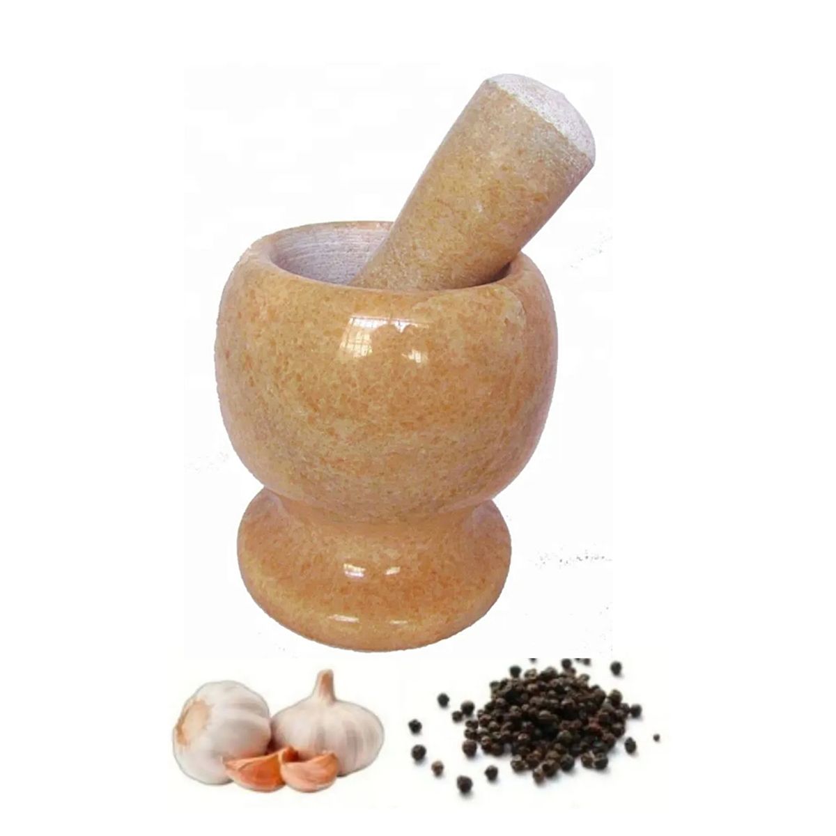 Mortero de Mármol Deco Home con Machacador Beige, marca NACIONAL - Foto Principal