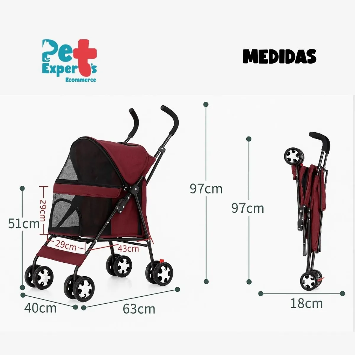 GENERICO - COCHE LIGERO PET STROLLER PARA PERROS Y GATOS