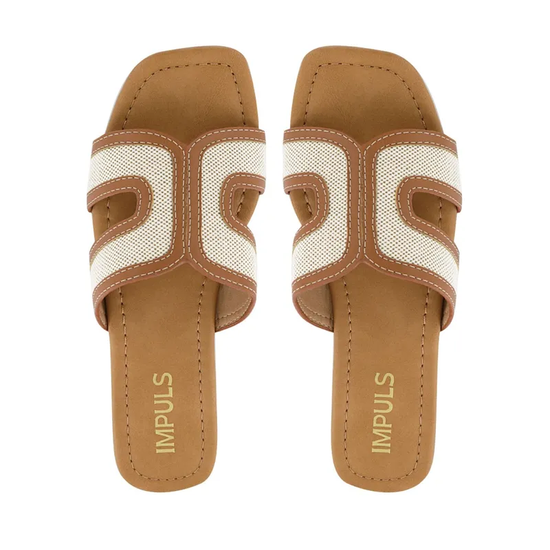 IMPULS - Sandalias Flats Impuls Mujer Aixa16 Caramelo