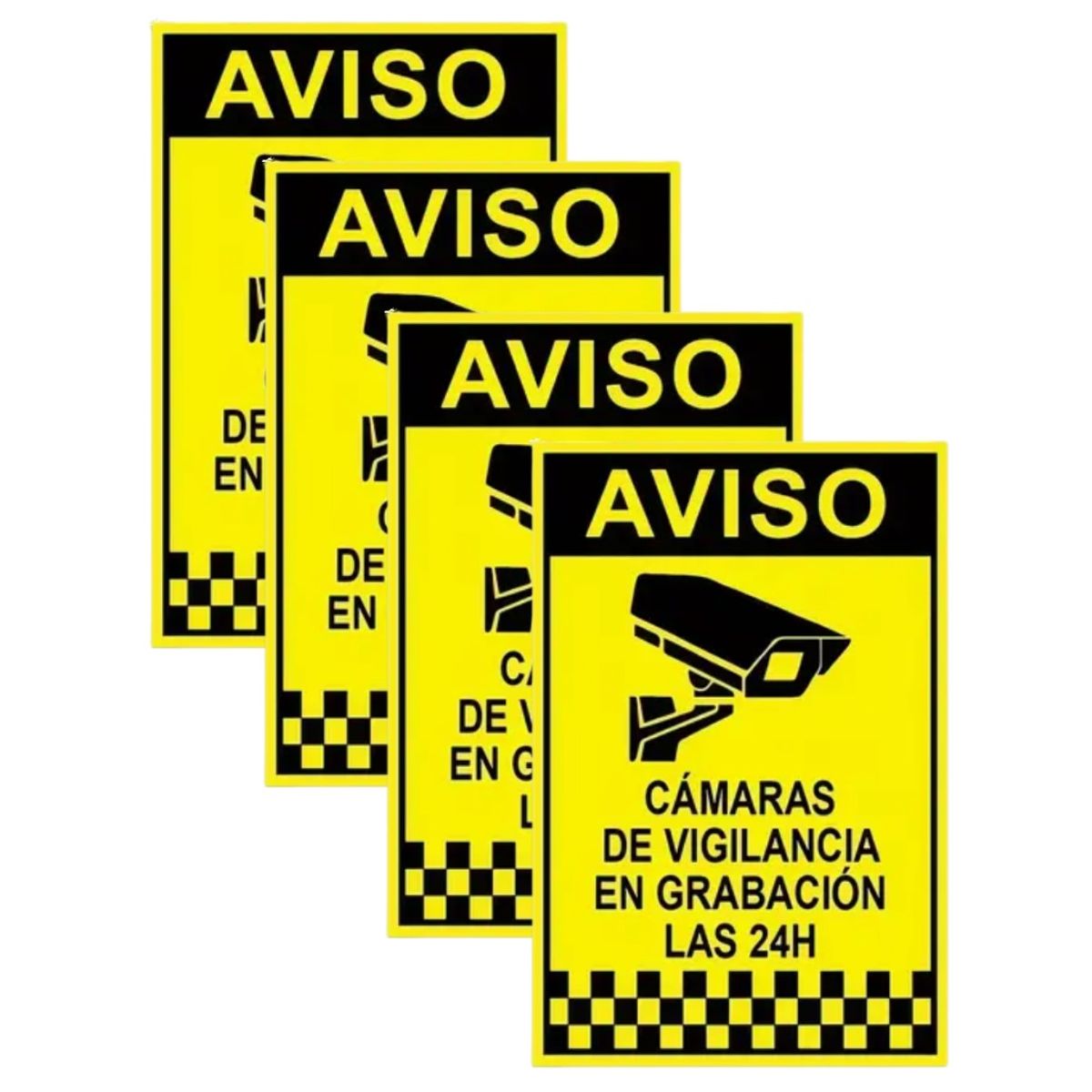 GENERICO - 04 Sticker camara Seguridad Vigilancia 24 Horas Anti Robo Ladrones