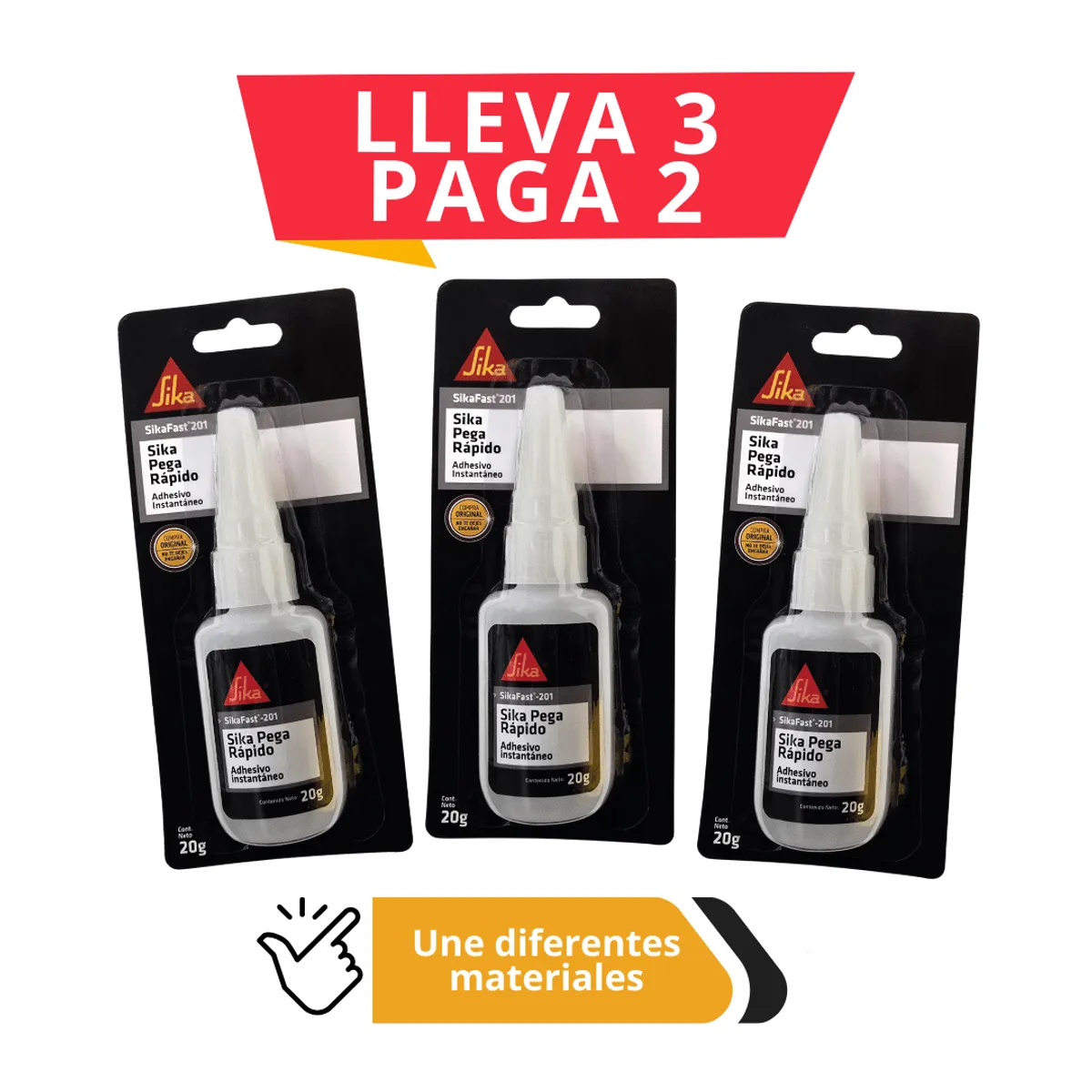 SIKA - 3 x 2 Adhesivo Instantáneo SikaFast®- 201