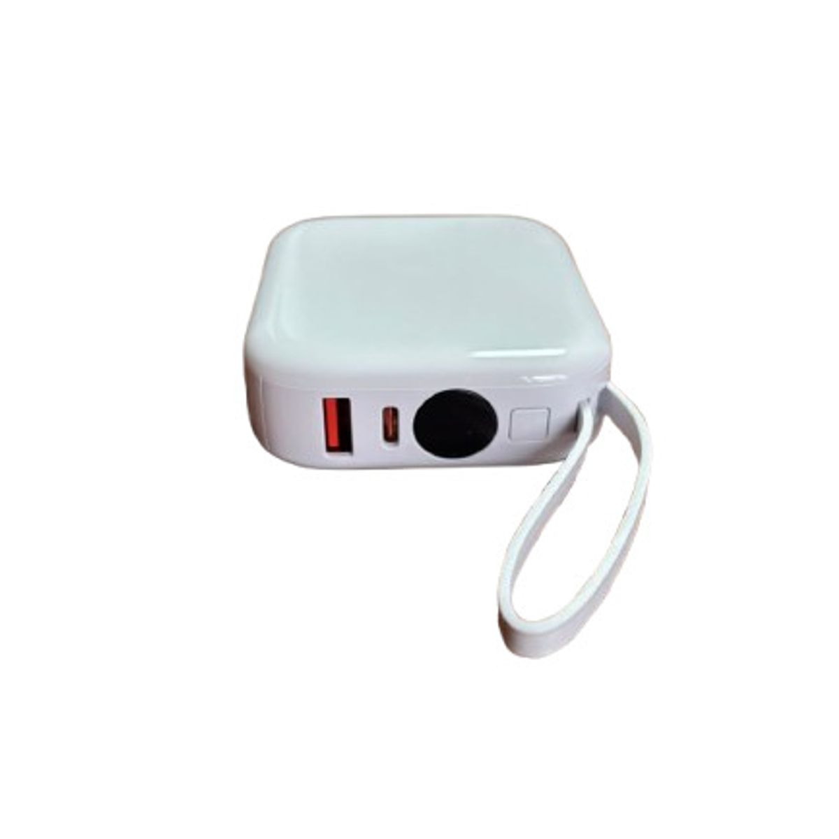 FUTURIA - Power Bank Portátil Compacto con Cables Integrados Blanco – 10000 mAh