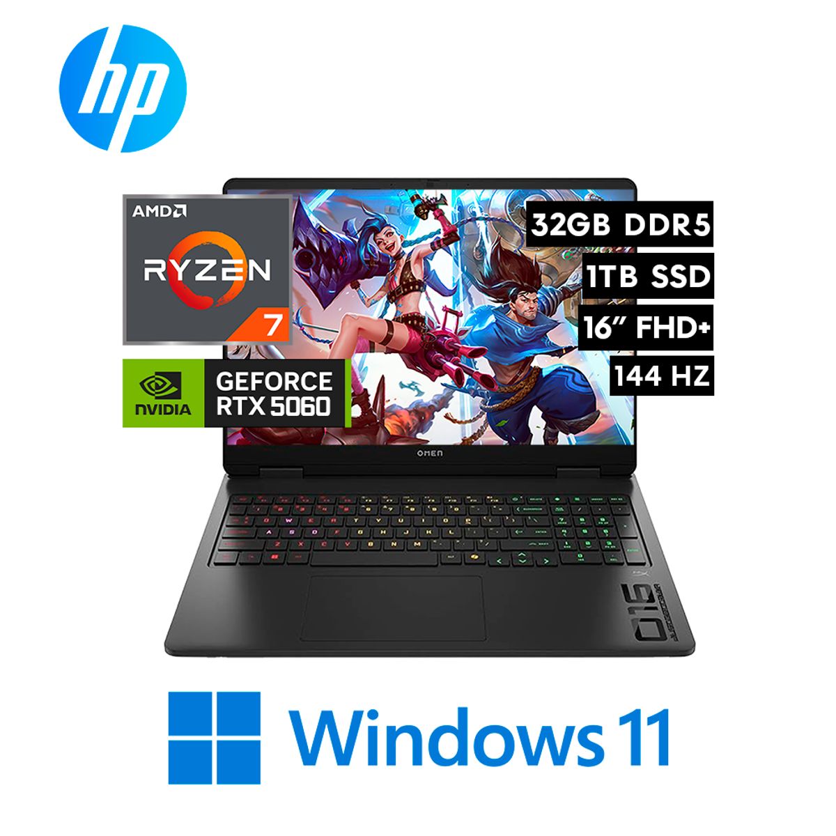 HP - LAPTOP HP OMEN 16-AP0053DX AMD RYZEN 9, 8940HX  32GB  1TB SSD 16” WUXGA  RTX 5060 8GB WIN 11