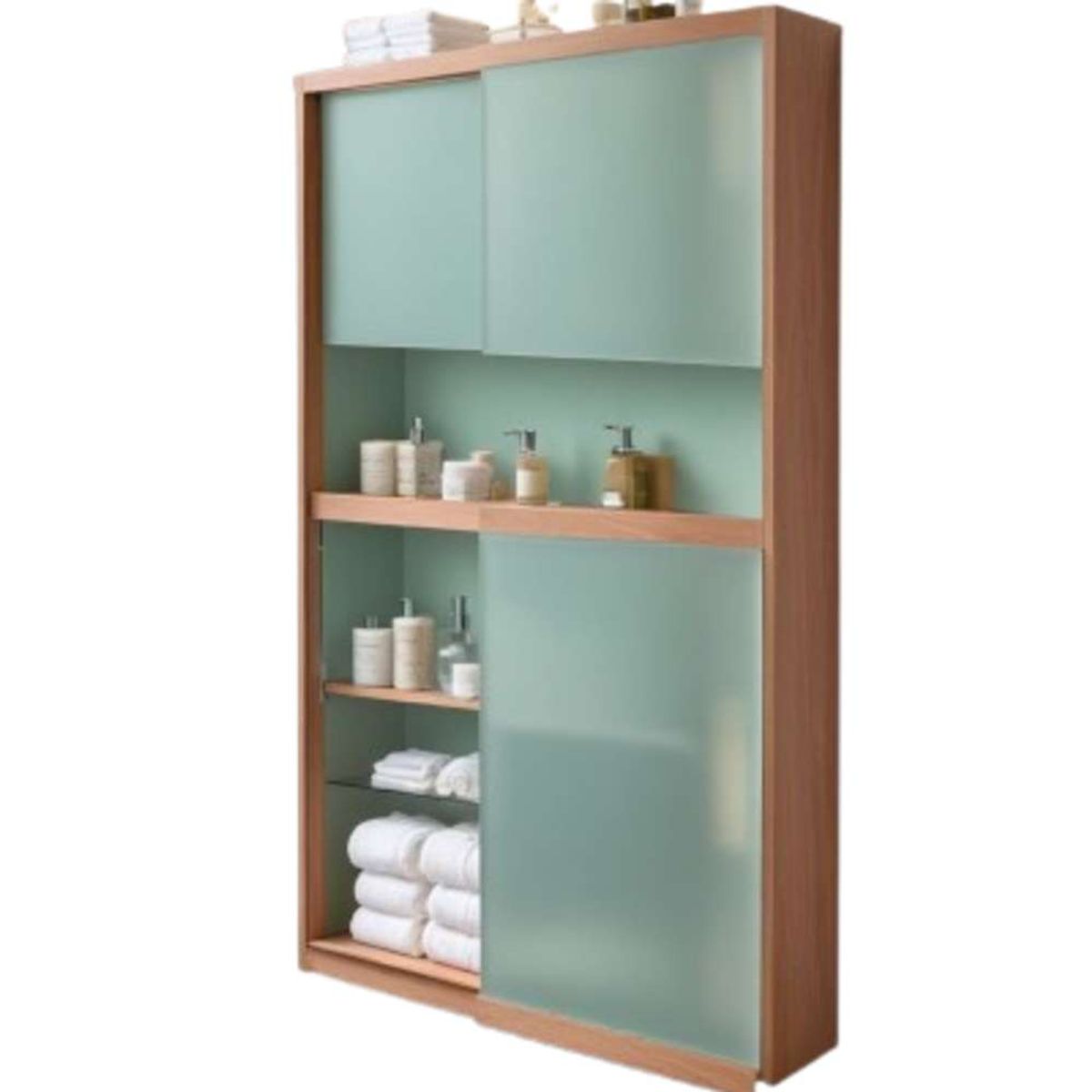 TU MESITA - Mueble de Baño Ruben con Puertas de Vidrio Color SapelliAgave TU MESITA