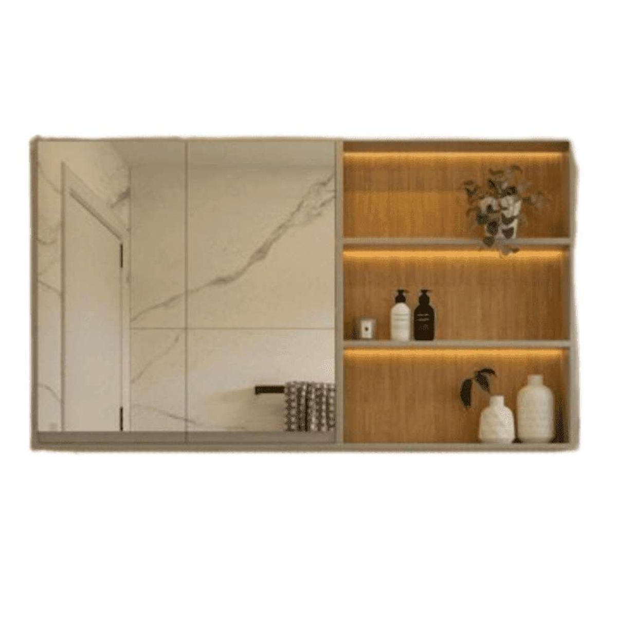 TU MESITA - Mueble de Baño Flotante con Espejo y Luces Led Bennett Color TaupeRoble Buralo TU MESITA