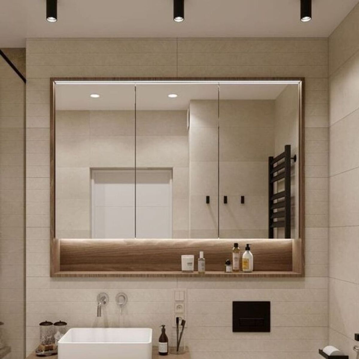 TU MESITA - Mueble de Baño Moderno Flotante con Espejo y Luces Led Cerberus Color Gales TU MESITA