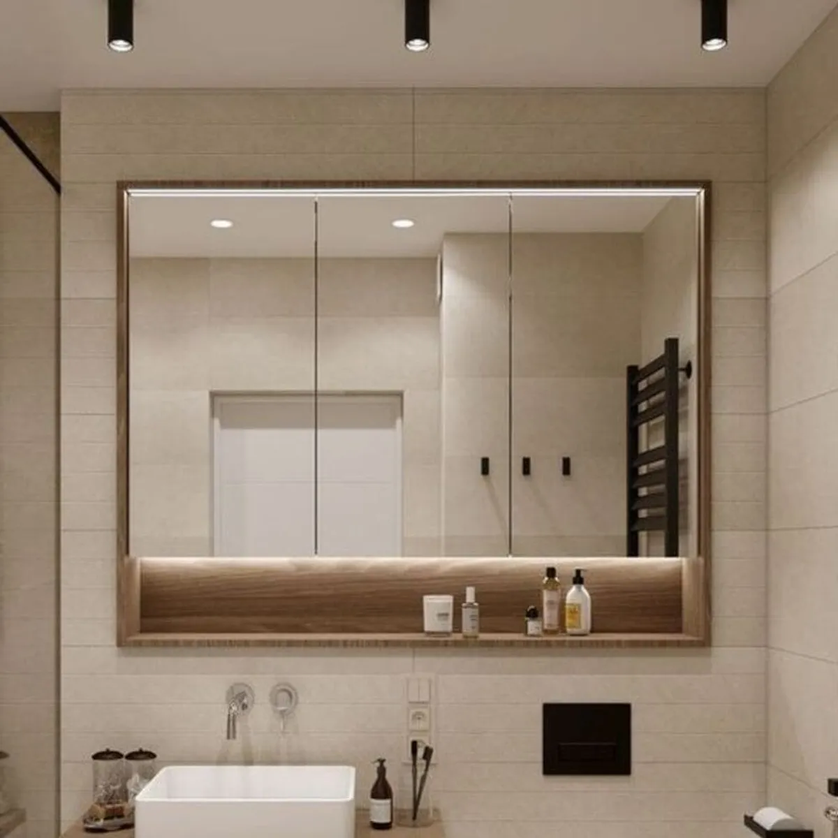 TU MESITA - Mueble de Baño Moderno Flotante con Espejo y Luces Led Cerberus Color Gales TU MESITA