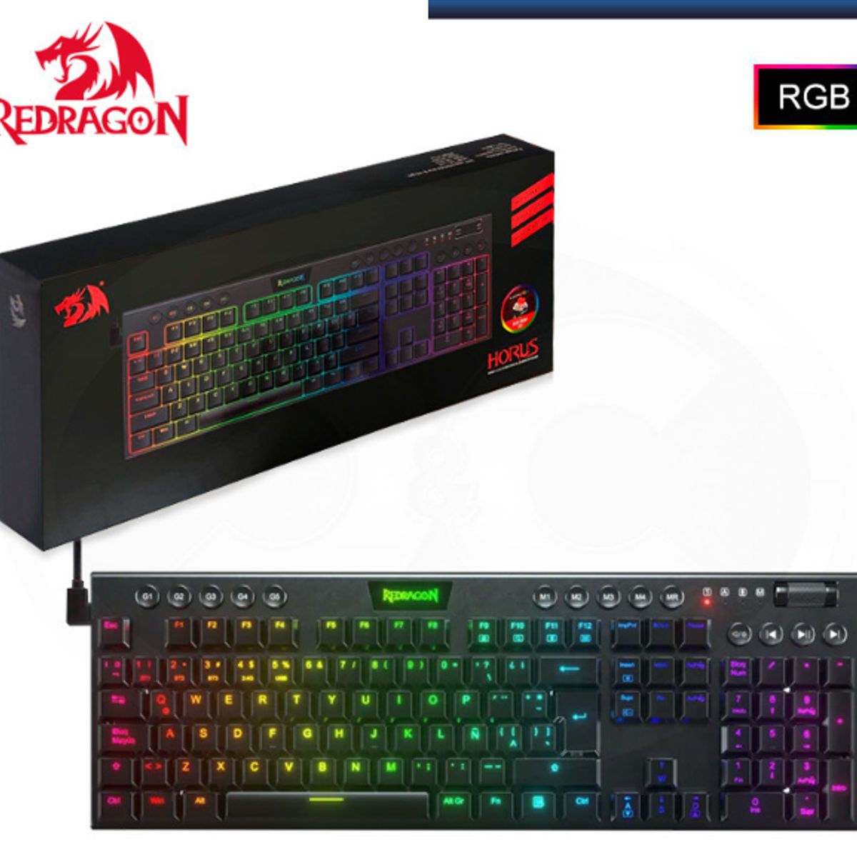 REDRAGON - Teclado Redragon K619-RGB-Red HORUS Negro Red Switch Cableado