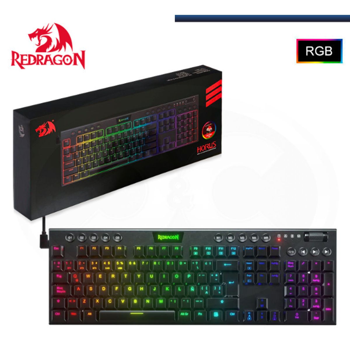 REDRAGON - Teclado Redragon K619-RGB-Red HORUS Negro Red Switch Cableado