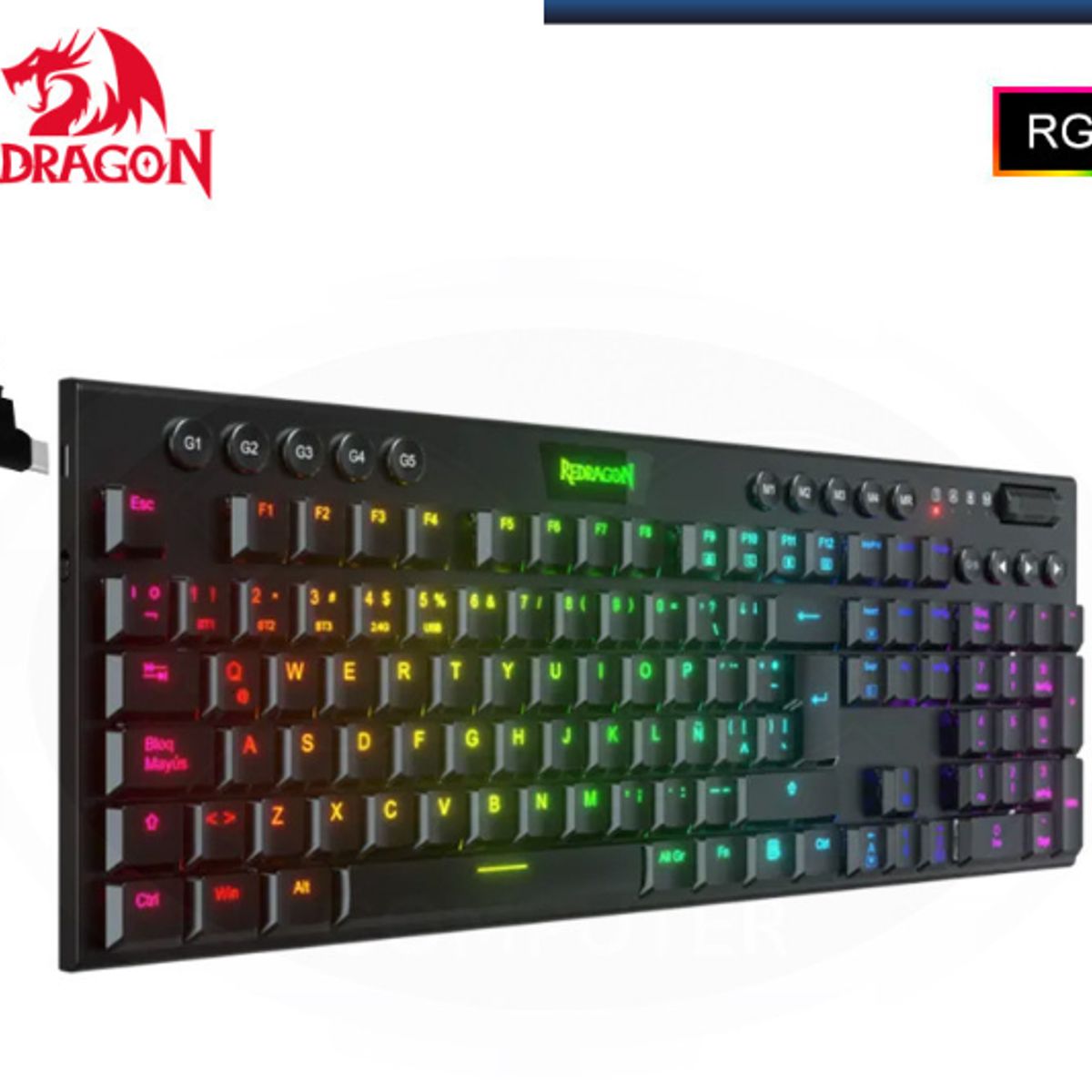 REDRAGON - Teclado Redragon K619-RGB-Red HORUS Negro Red Switch Cableado