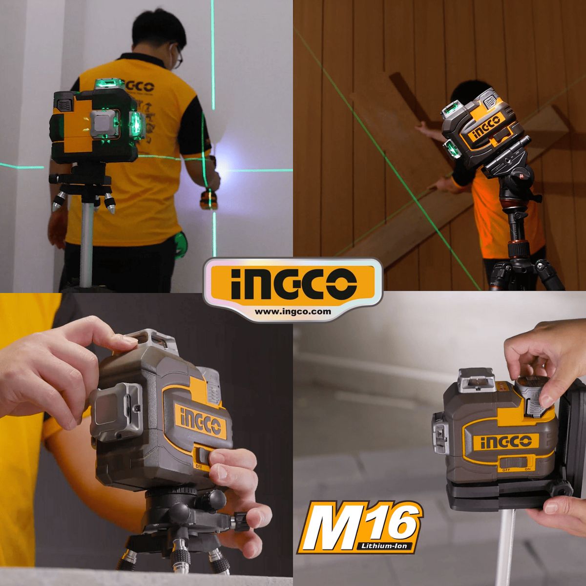 INGCO TOOLS - HLL301201 NIVEL LASER VERDE 3D + ACCESORIOS