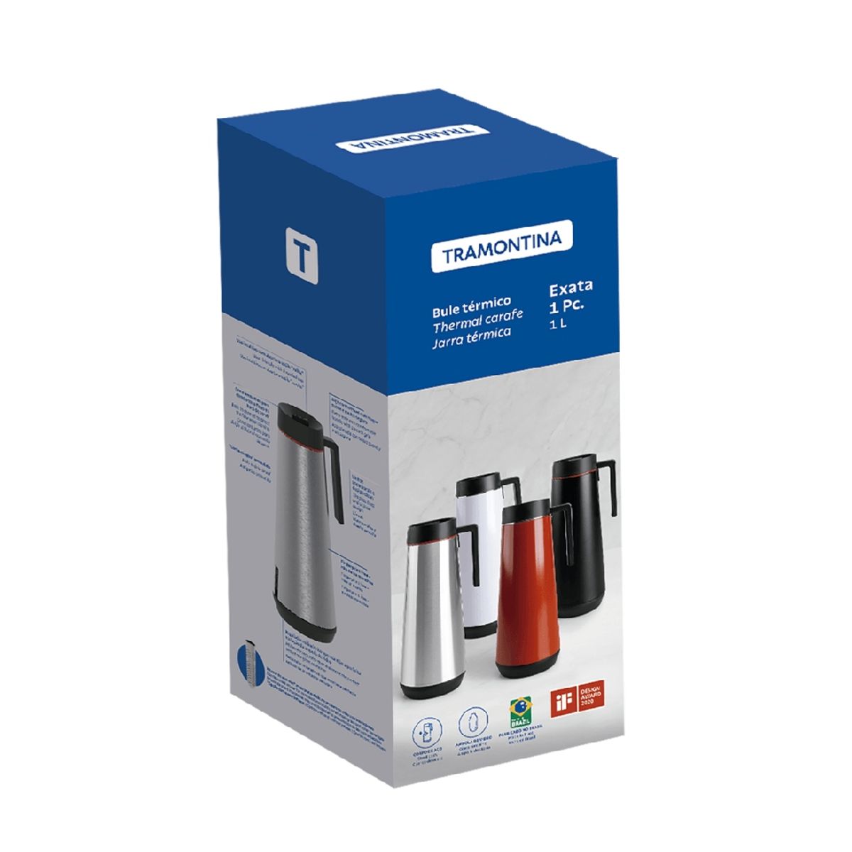TRAMONTINA - Jarra térmica Tramontina Exata de acero inoxidable 1L - 61645100