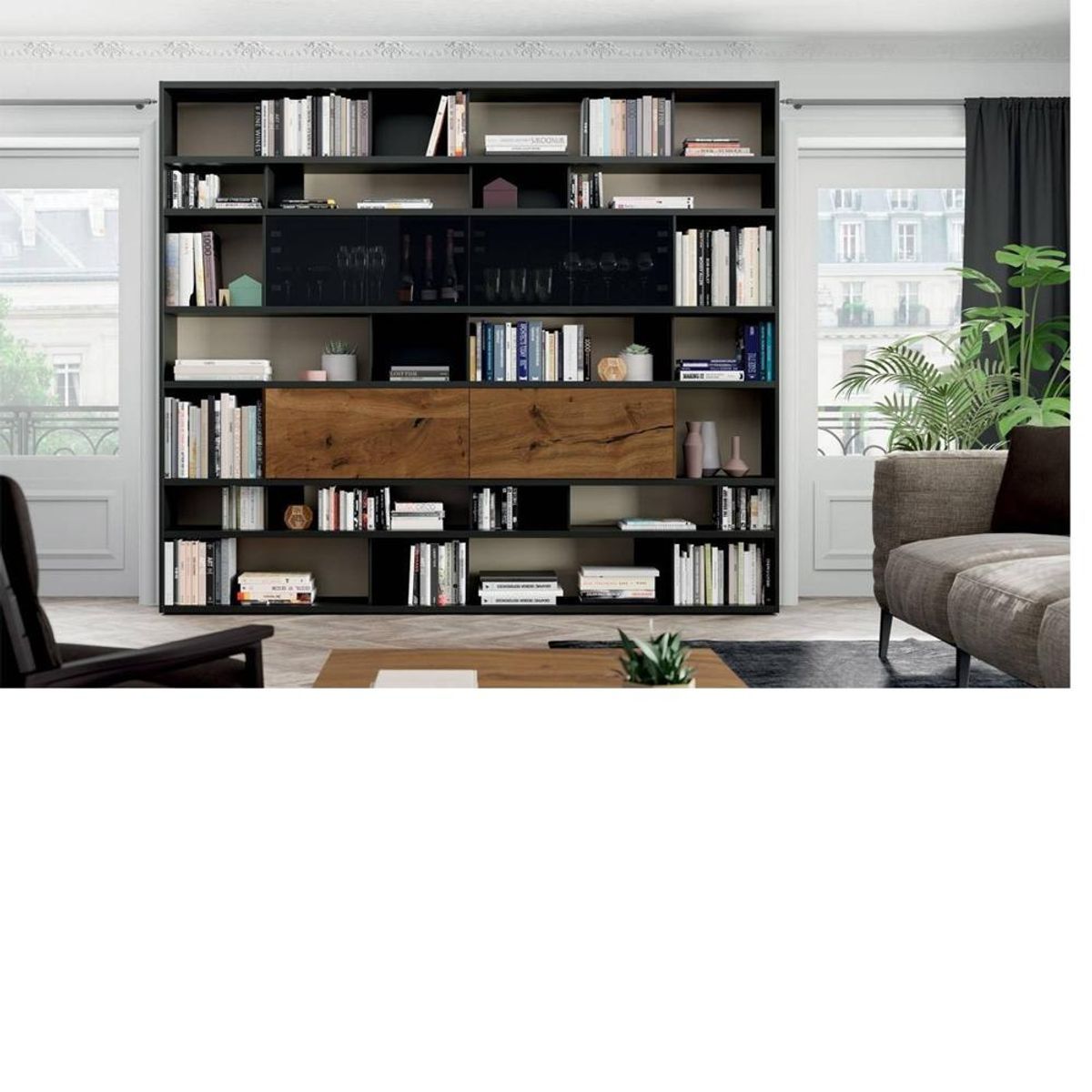 TU MESITA - Moderno Estante Funcional Jarden color NegroDolcetto 2 puertas TU MESITA