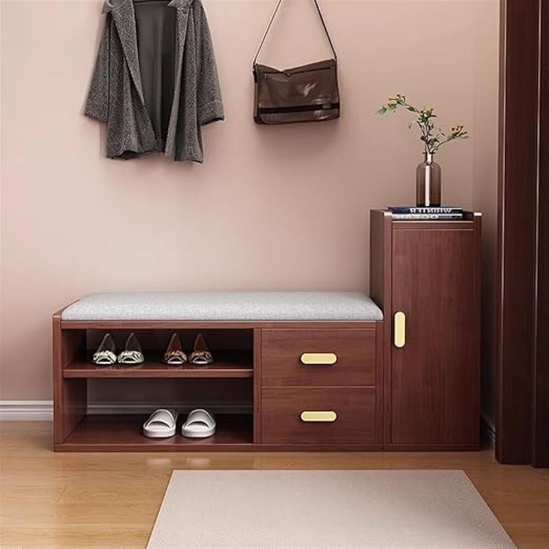 TU MESITA - Zapatera Moderna Iori Color Cedro con Asiento Acolchonado TU MESITA