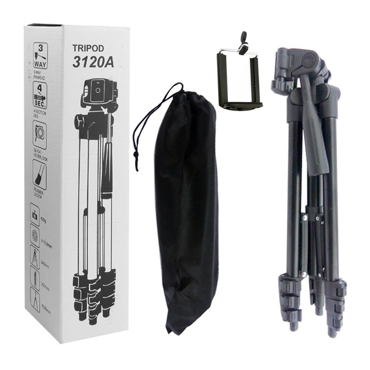 GENERICO - Trípode Portátil Aluminio 102cms + Funda