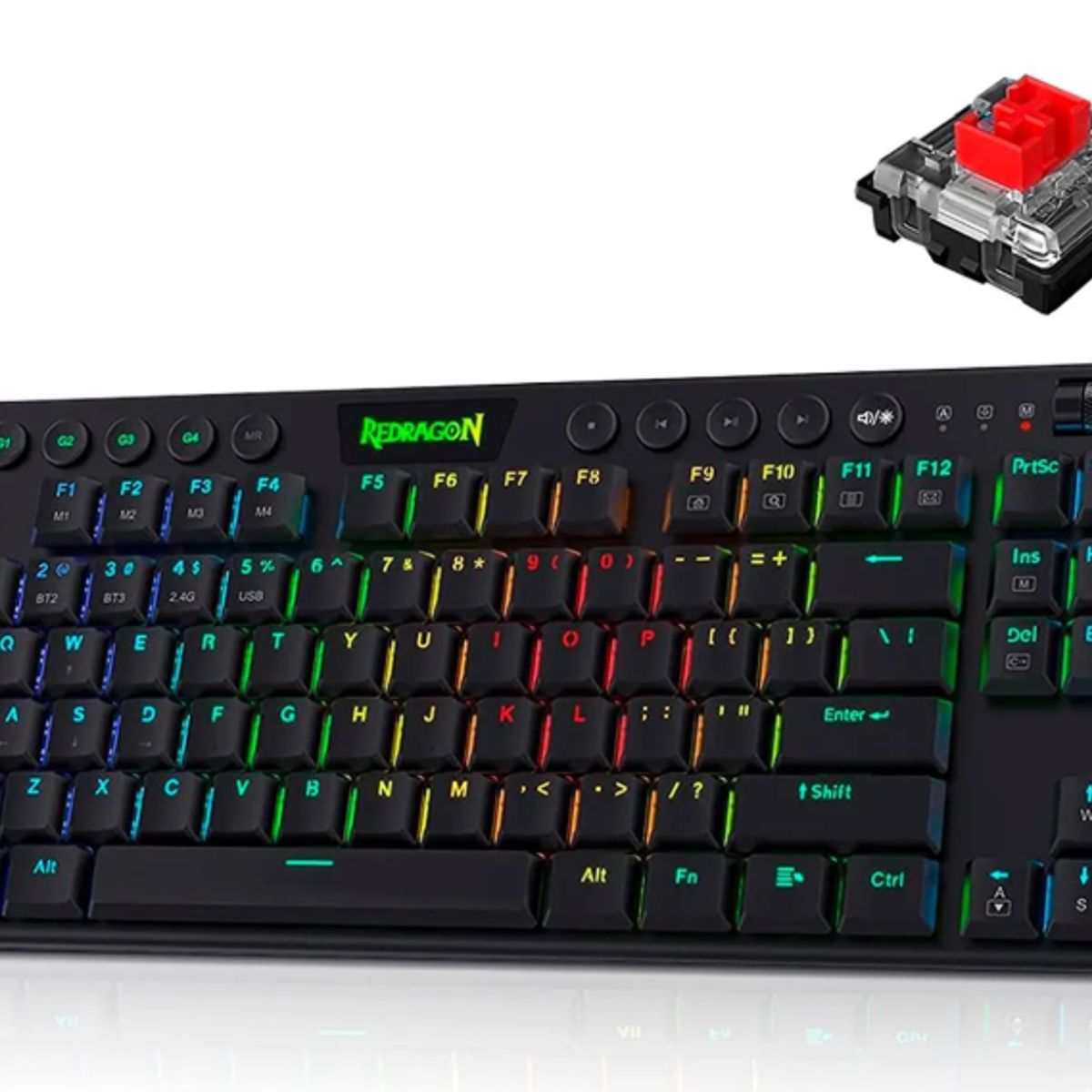 REDRAGON - Redragon - Teclado Horus TKL K621 RGB Wired Wireless Switch Red Black