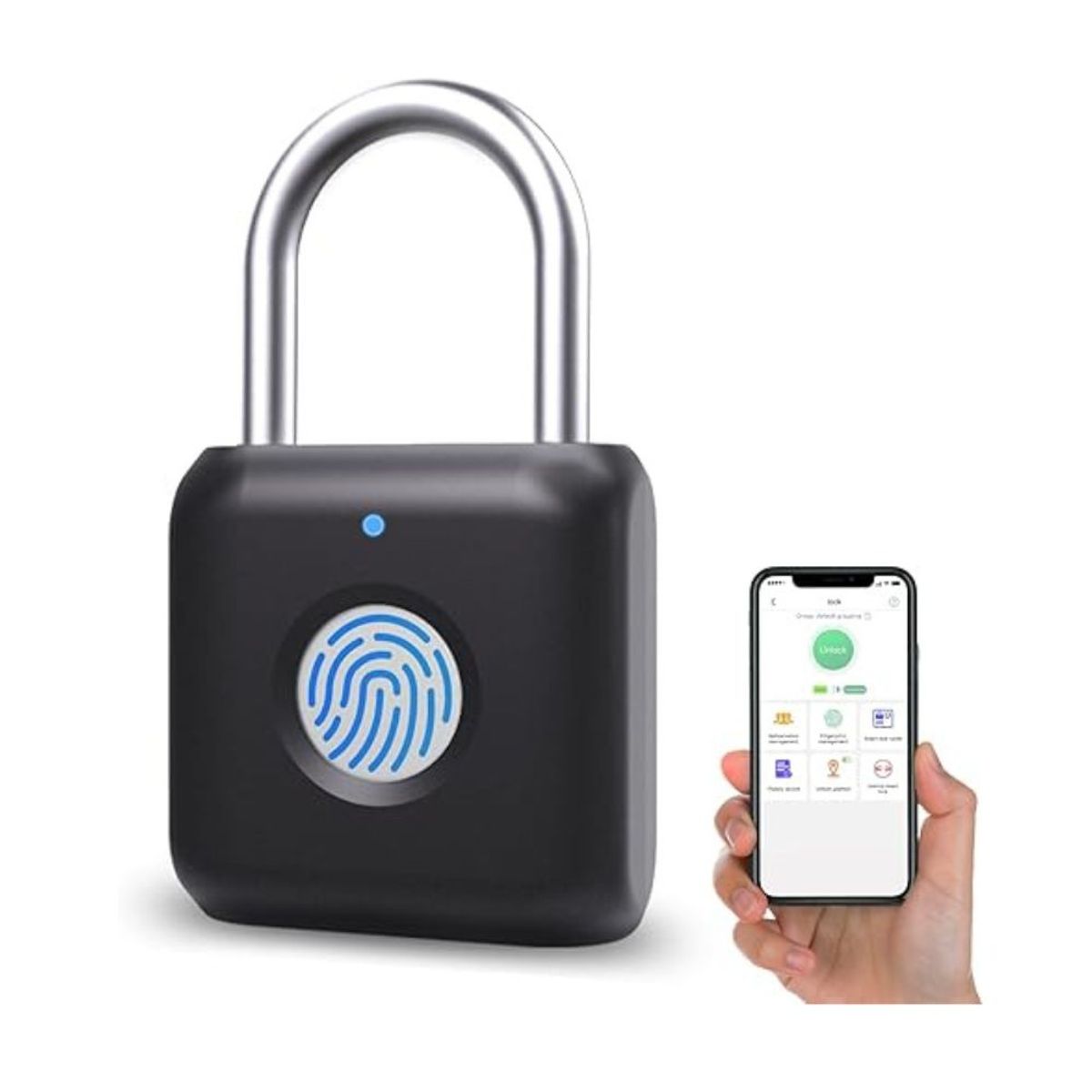 GENERICO - Candado con bloqueo de huellas dactilares y desbloqueo de app