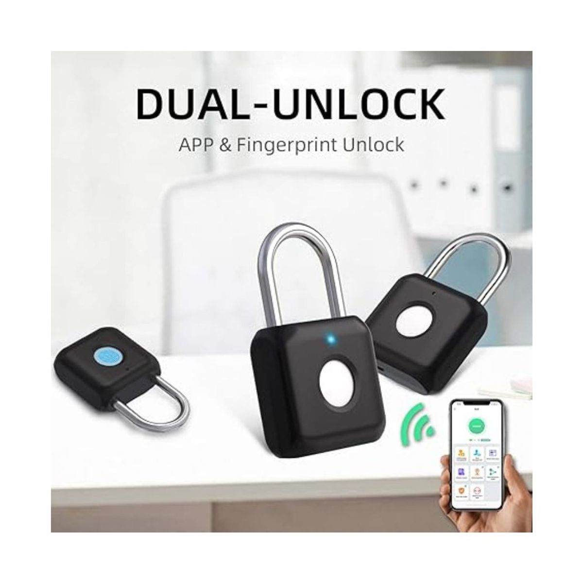 GENERICO - Candado con bloqueo de huellas dactilares y desbloqueo de app