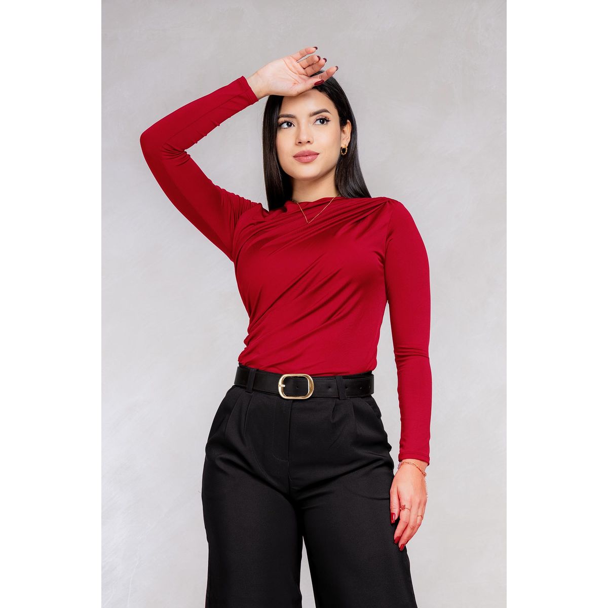 ARMA TU LOOK - POLO BLUSA ANASTASIA MANGA LARGA DRAPEADO CUELLO ALTO