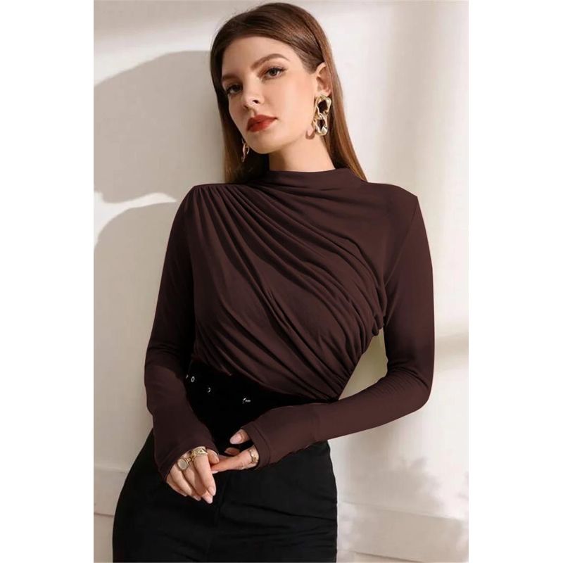 ARMA TU LOOK - POLO BLUSA ANASTASIA MANGA LARGA DRAPEADO CUELLO ALTO