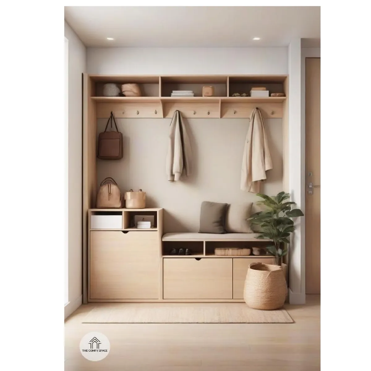 TU MESITA - Recibidor con Perchero Elegante Charly color Damasco 3 puertas TU MESITA