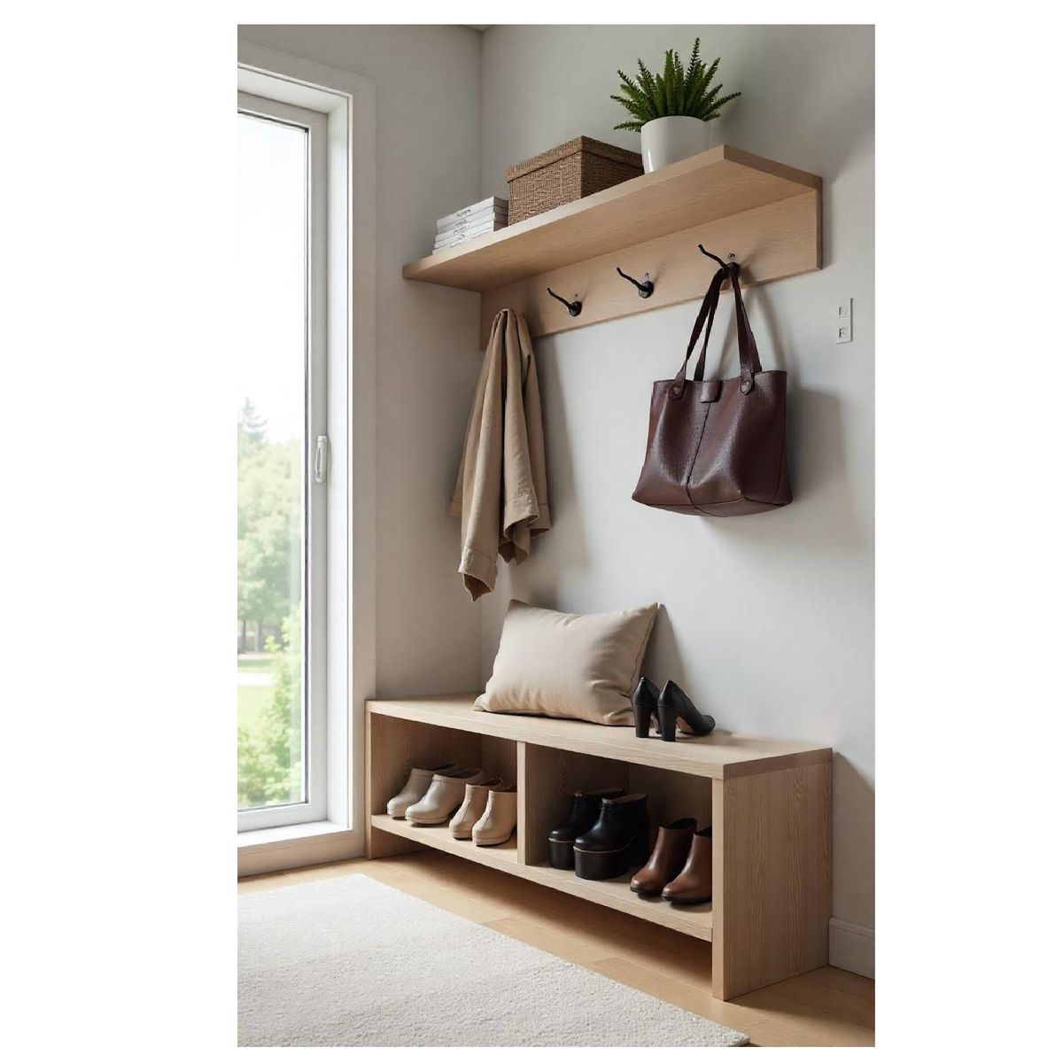 TU MESITA - Recibidor Zapatera mas Perchero Odry color Duna TU MESITA