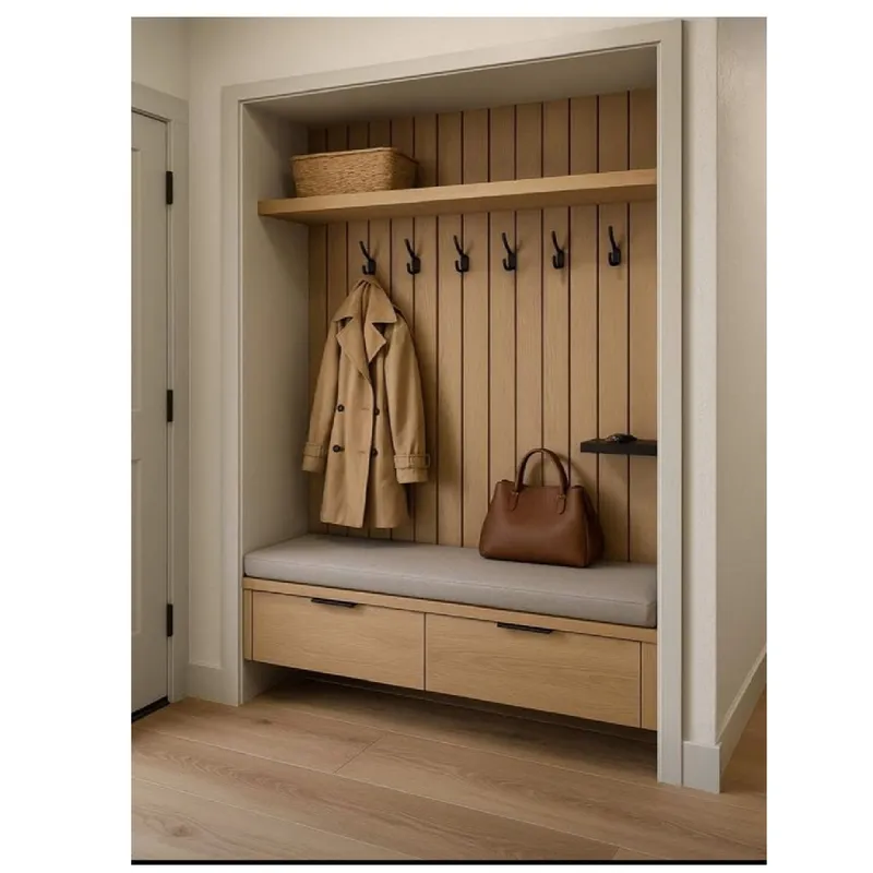 TU MESITA - Recibidor Moderno con Perchero Alaska color Panela 2 cajones TU MESITA