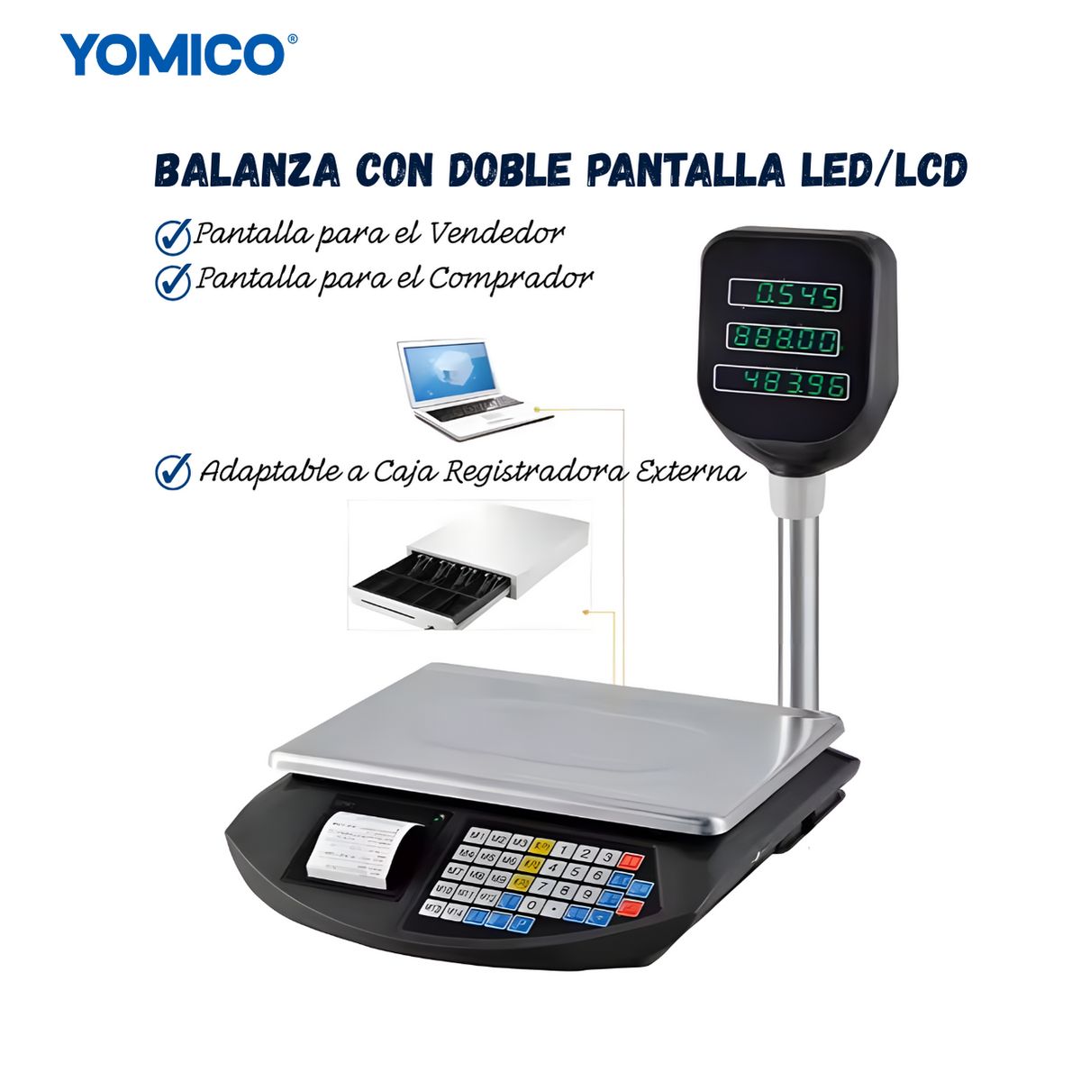SM - Balanza Digital Comercial con torre y Ticketera de 40 Kg