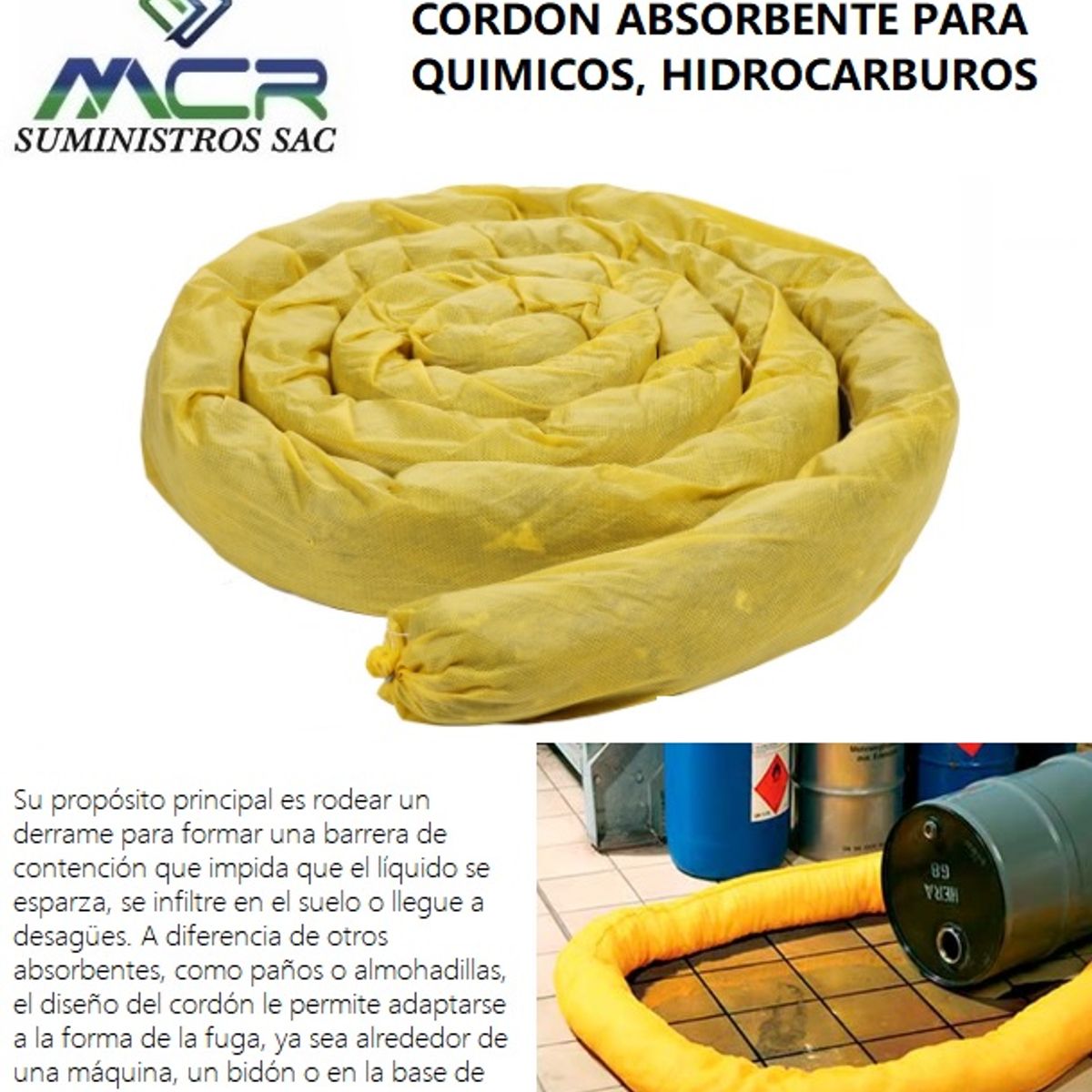 GENERICO - CORDON ABSORBENTE PARA QUIMICOS HIDROCARBUROS