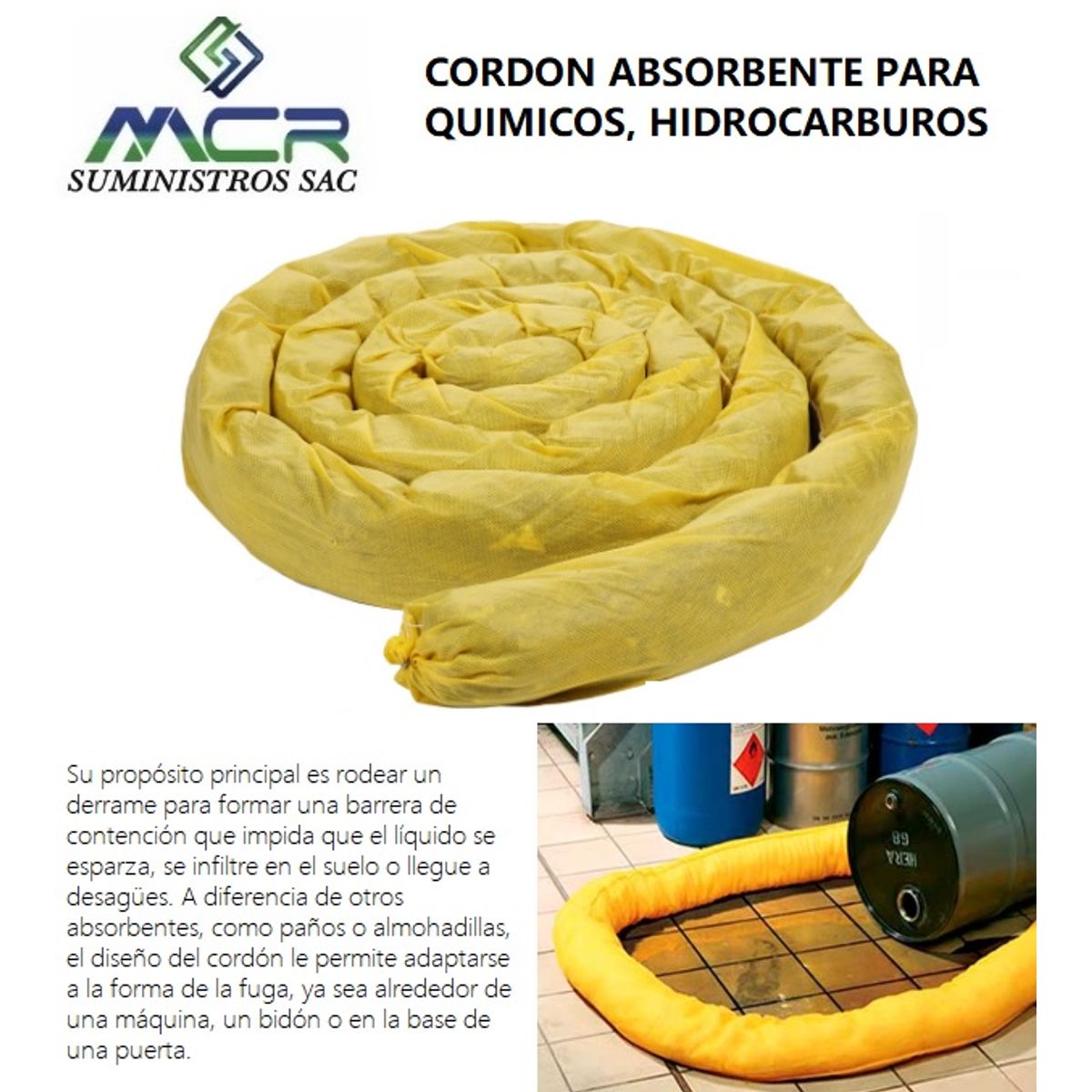 GENERICO - CORDON ABSORBENTE PARA QUIMICOS HIDROCARBUROS