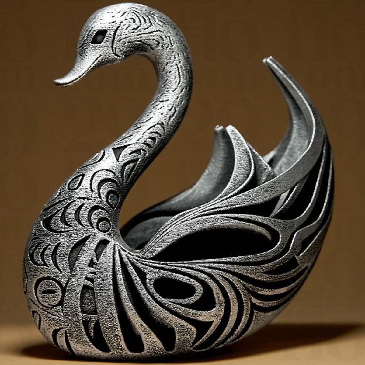 GENERICO - ADORNO EXCLUSIVO CISNE PLATEADO 23cm x 14cm x 22cm