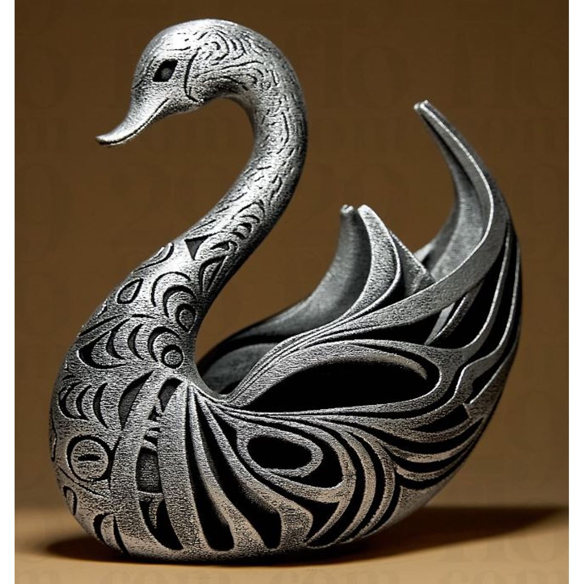 GENERICO - ADORNO EXCLUSIVO CISNE PLATEADO 23cm x 14cm x 22cm