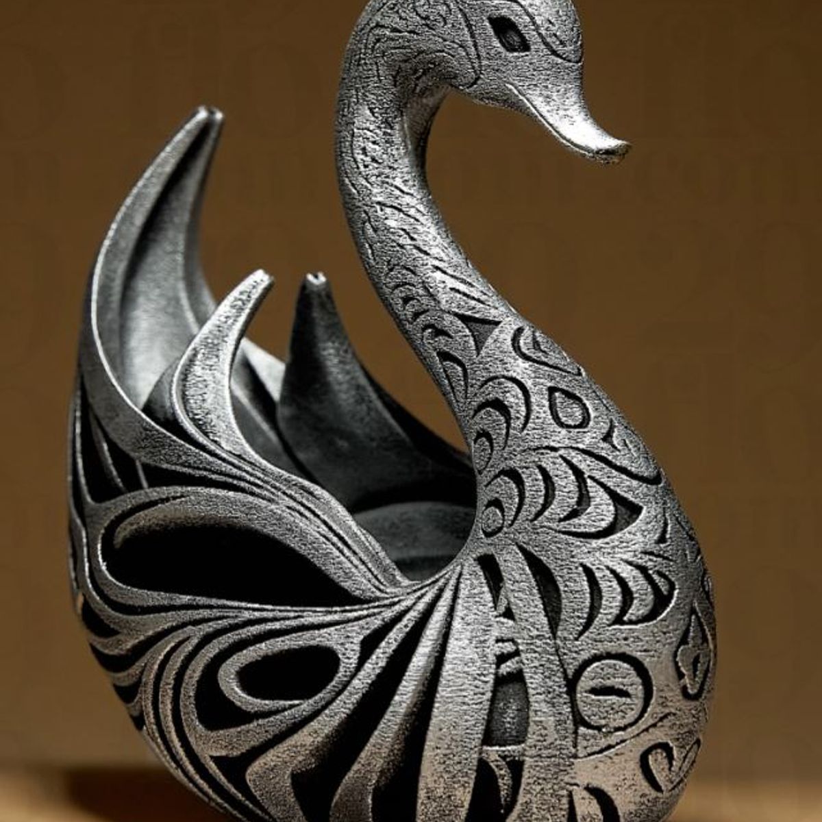 GENERICO - ADORNO EXCLUSIVO CISNE PLATEADO 23cm x 14cm x 22cm