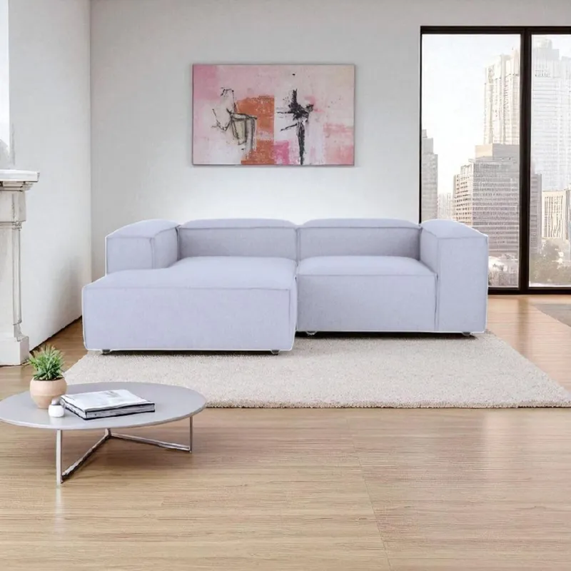 AMOBLART - SECCIONAL PEQUEÑO KENET COLOR  PLATA  + 2 COJINES REGALO