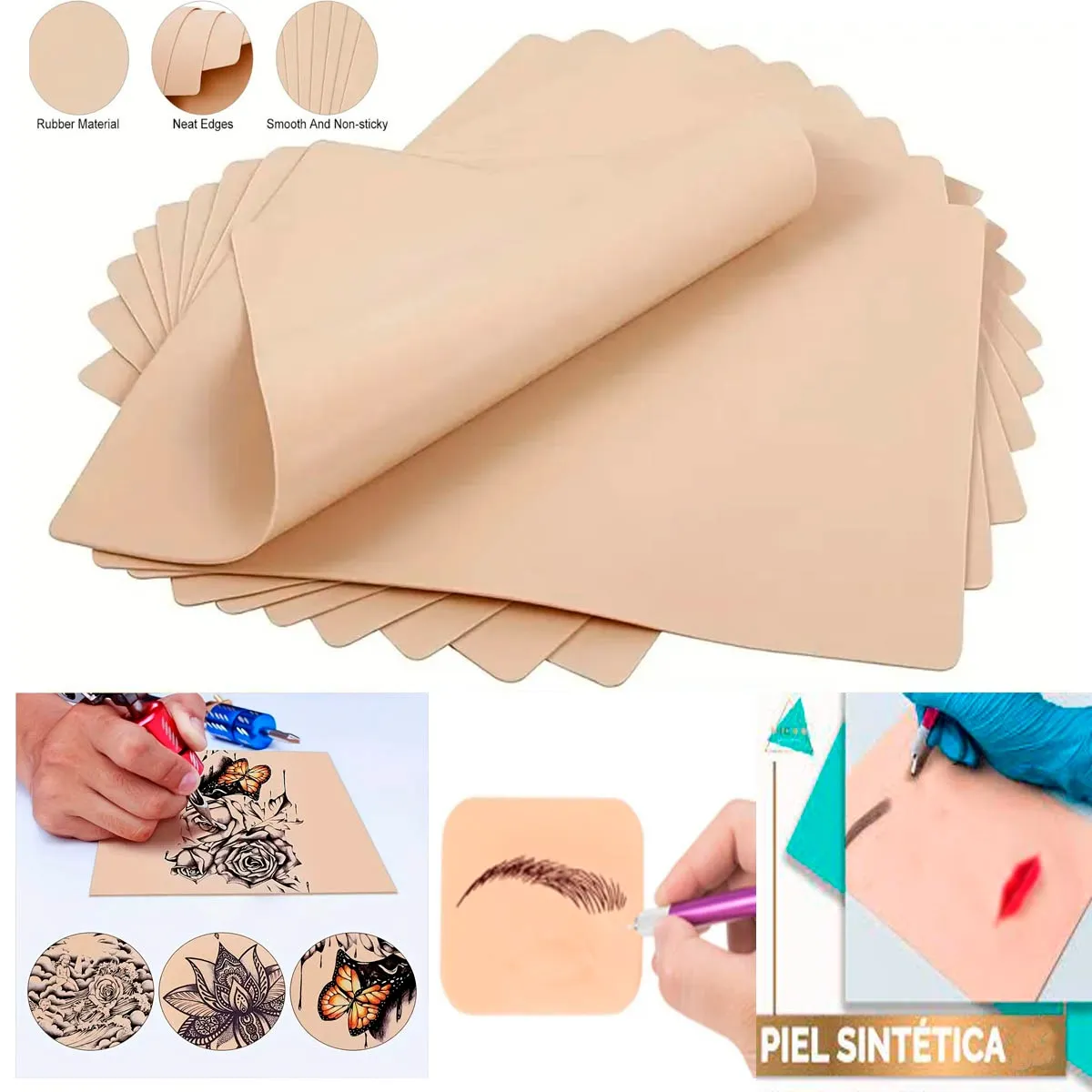 GENERICO - Pack 2 Piel de práctica de tatuaje , maquillaje permanente
