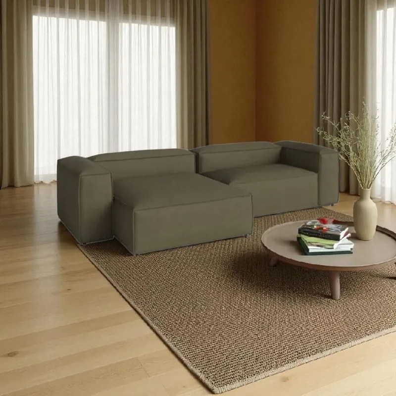 AMOBLART - SECCIONAL PEQUEÑO KENET CAMEL +2 COJINES REGALO