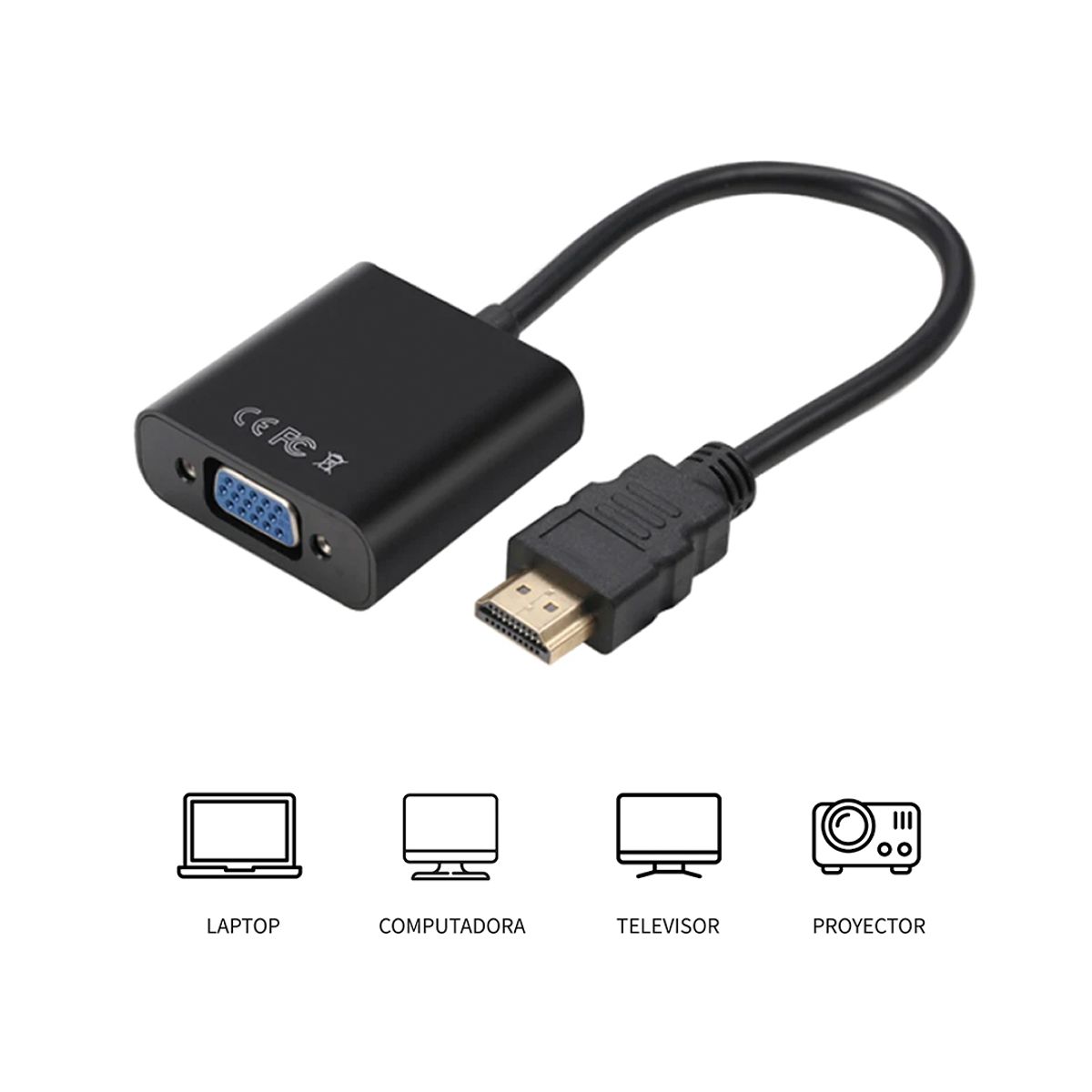 S&T - Adaptador HDMI a VGA negro - HDMI-TO-VGA
