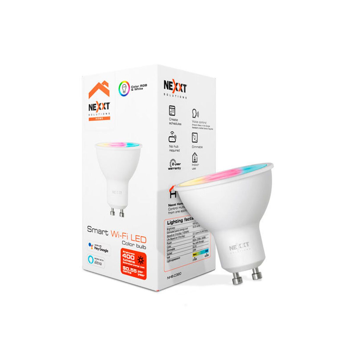 Nexxt Solutions - FOCO INTELIGENTE NEXXT HU10 HOME WIFI RGB 220V NHB-C320 3PK