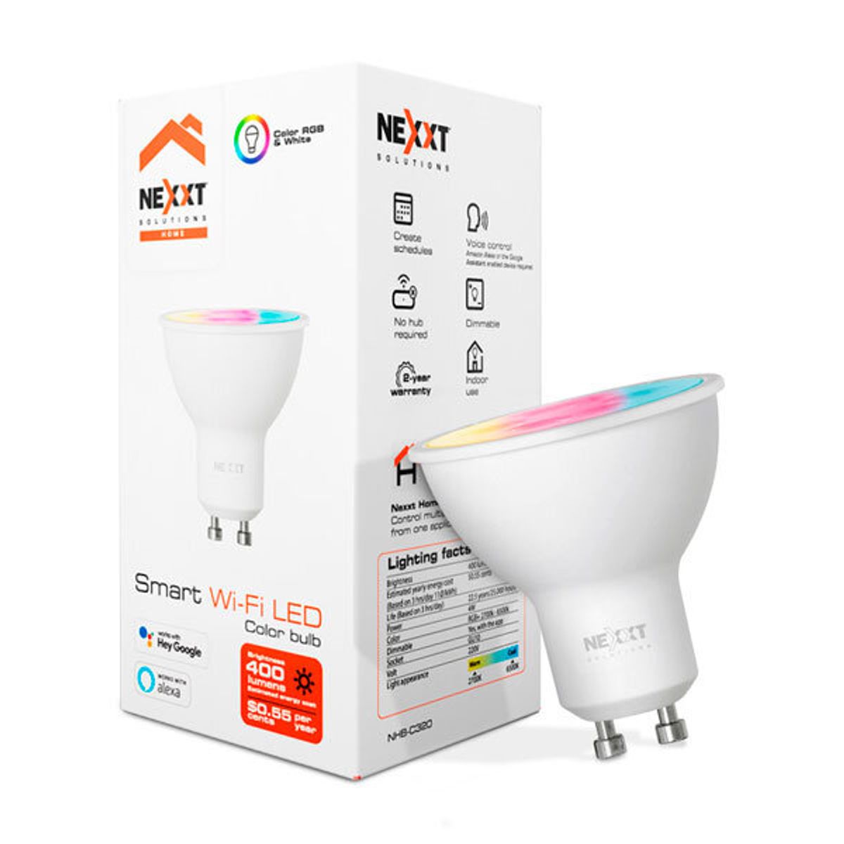 NEXXT SOLUTIONS - FOCO INTELIGENTE NEXXT HU10 HOME WIFI RGB 220V NHB-C320 3PK