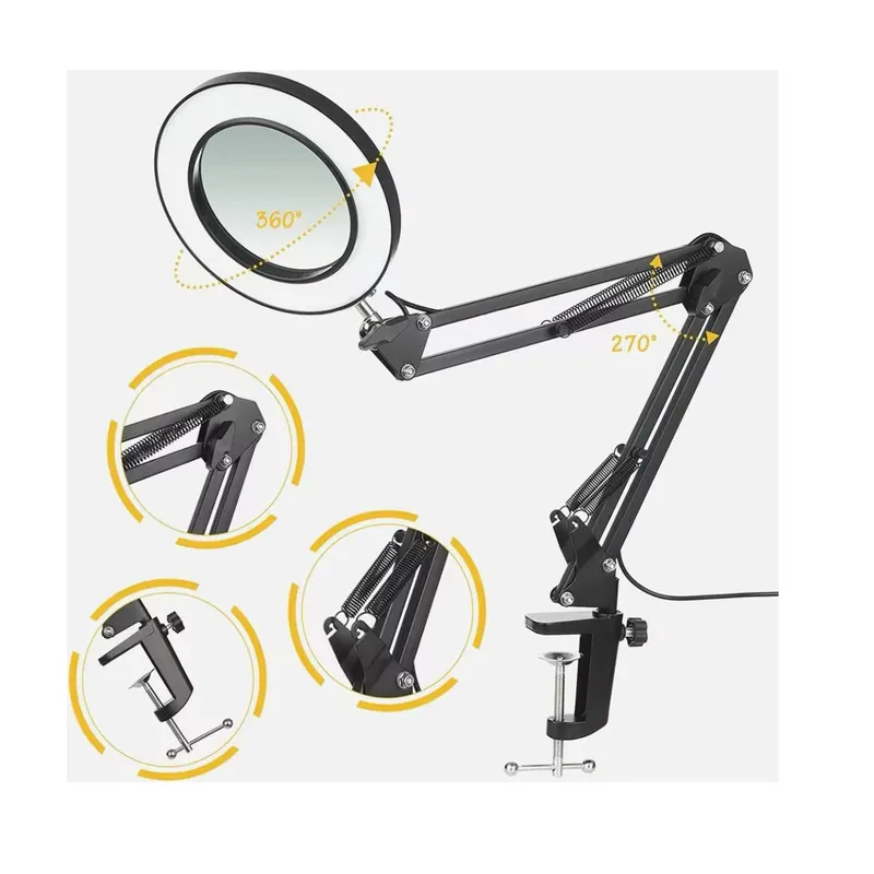SEISA - Brazo Plegable Lampara Led para Escritorio Lupa 10x