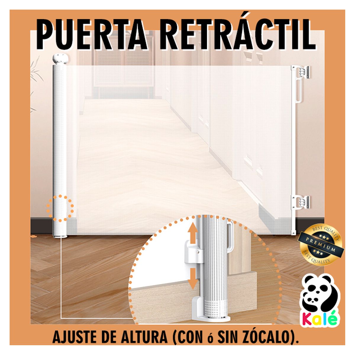KALE - Puerta Retráctil de Seguridad para Bebés y Mascotas 180x86