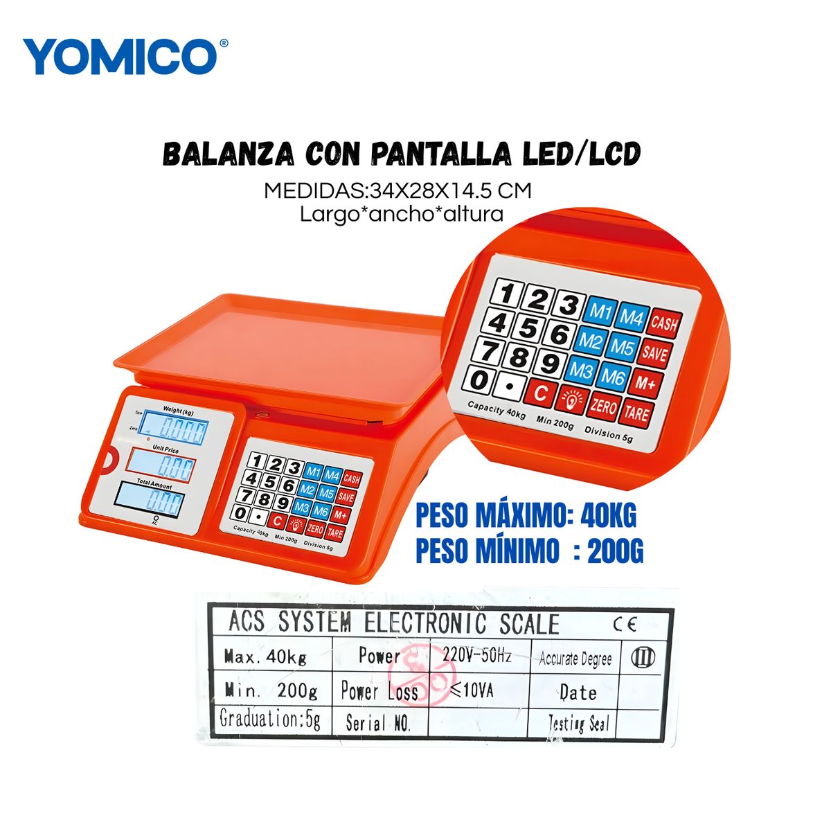 S/M - Balanza Comercial Digital 40 Kg- Doble pantalla