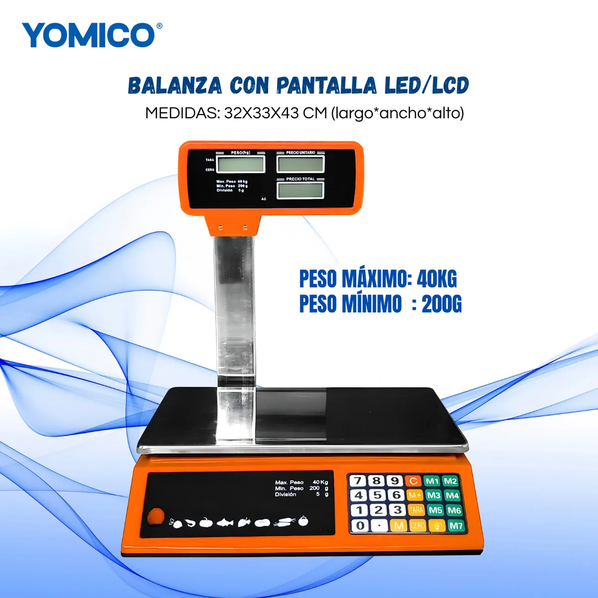 SM - Balanza Digital Comercial con torre de 40 Kg