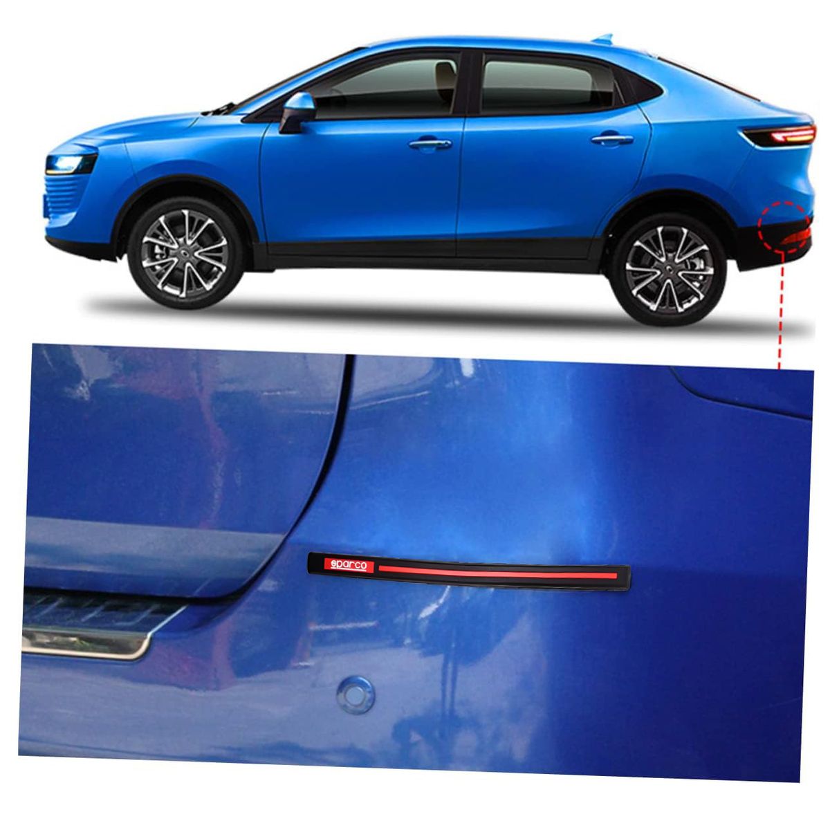 GENERICO - Moldura Sparco – Protector de Puertas y Parachoques (Set de 4 Tiras)