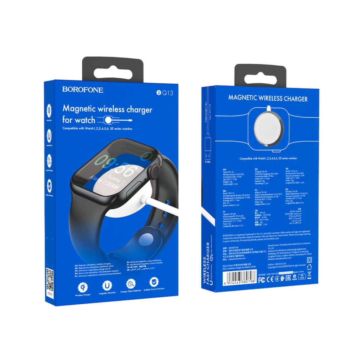 BOROFONE - Cargador inalámbrico USB A magnético para Apple Watch BOROFONE