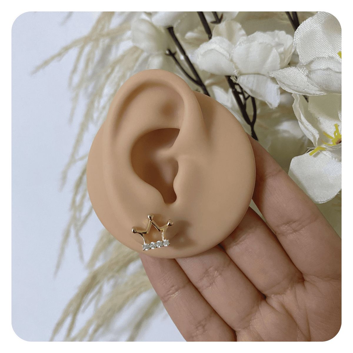 GENERICO - Aretes Mujer Corona Regalo Plata 925 Enchapada Oro Amarillo